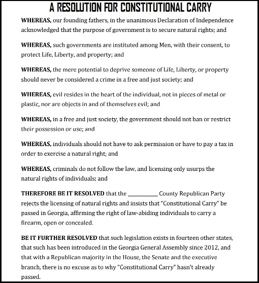 Constitutional Carry Resolution Passes