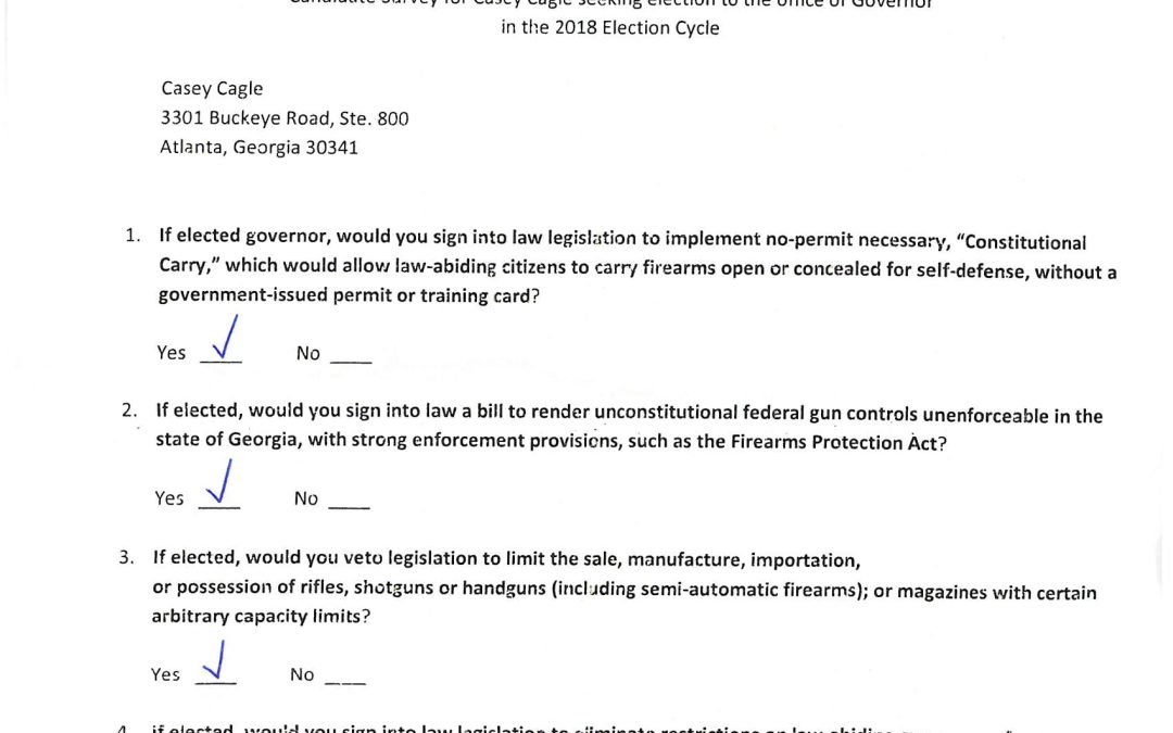 Casey Cagle Signed GGO Survey